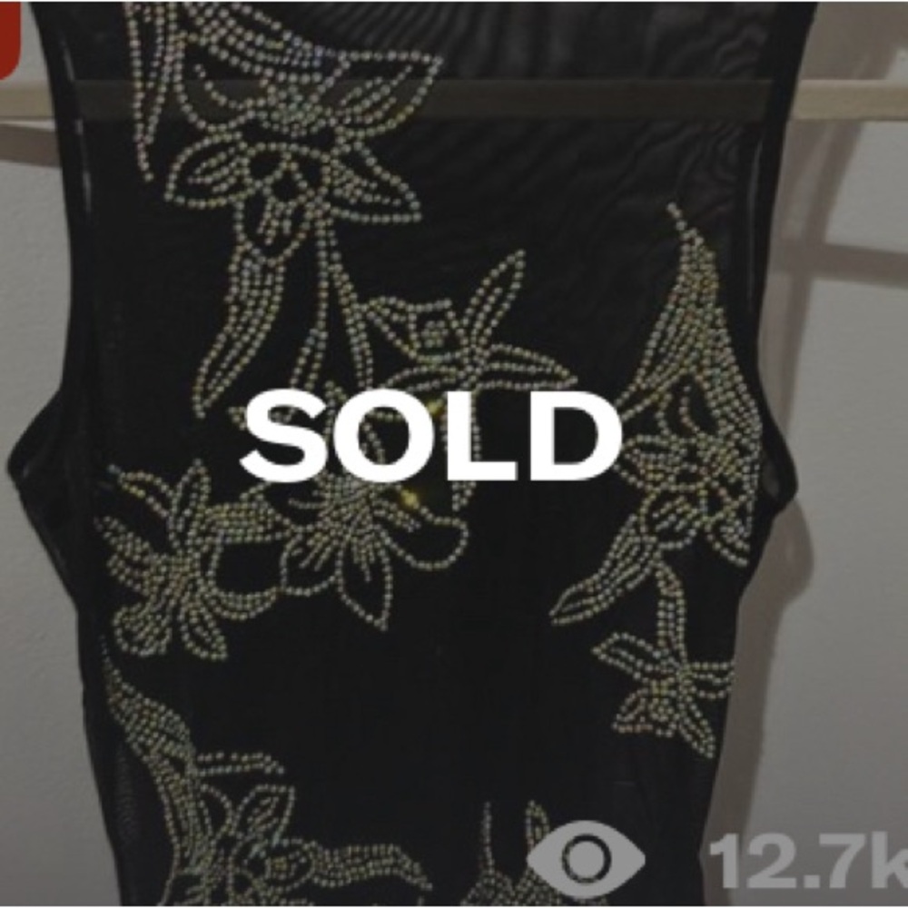 SOLD Rhinestone Mesh top Y2K